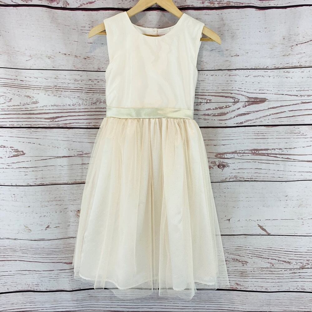 Younghearts cream gold sparkle tulle formal dress